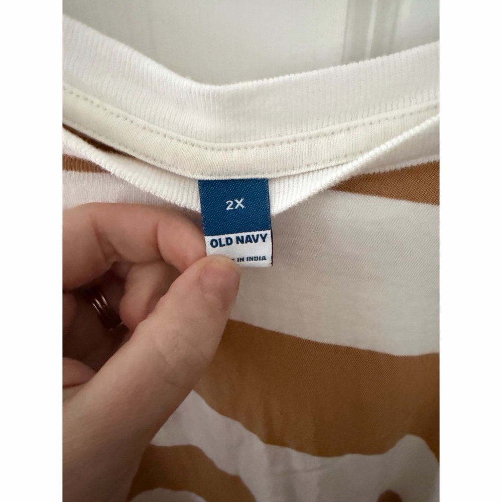 Striped Brown and White Women's Top - Picture 2 of 3